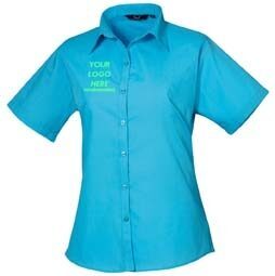 Premier Women's Poplin Blouse Short Sleeves - Image 2