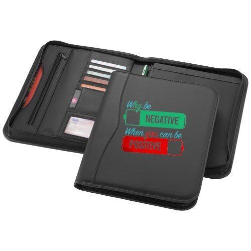 Ebony A4 Zipper Portfolio Leather Look Material - Image 2