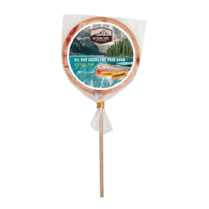 Large Lollipops with Printed Label Heart or Round Shape