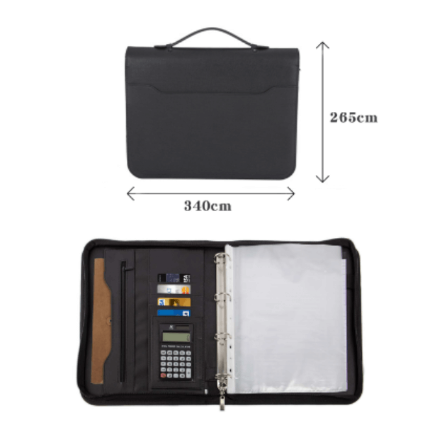 Zippered Leather 4 Ring Binder Padfolio - Image 2