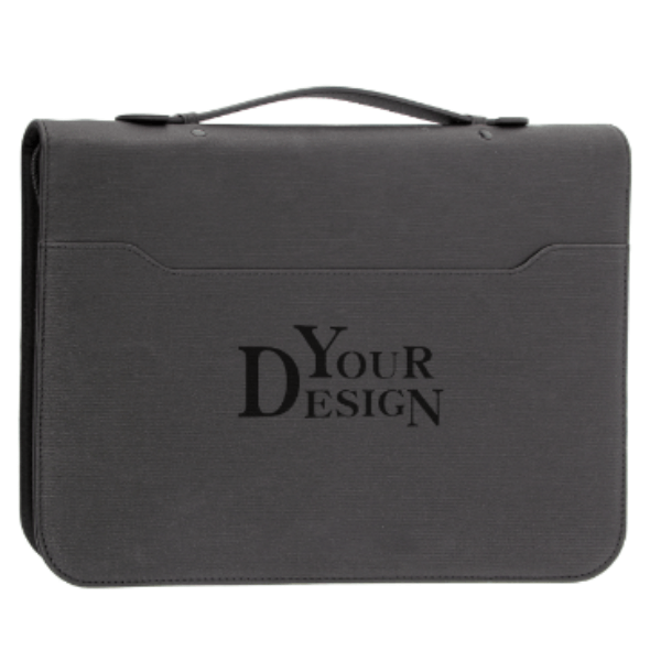 Zippered Leather 4 Ring Binder Padfolio