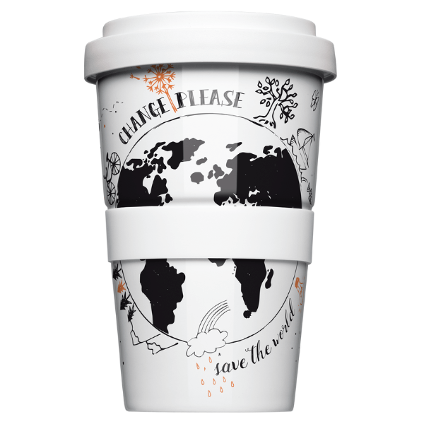 Porcelain Re-usable Coffee Mug with Silicone Band & Lid - Image 3