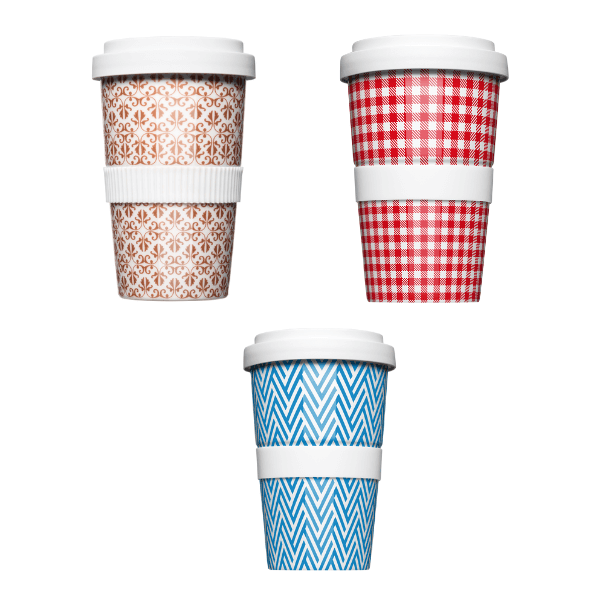 Porcelain Re-usable Coffee Mug with Silicone Band & Lid - Image 2