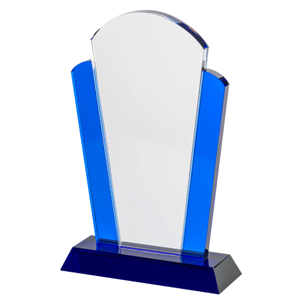 20cm Blue/Crystal Plaque Curved Top