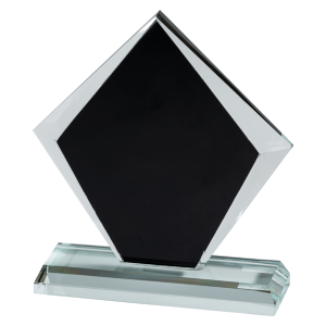 18cm Black & Clear Crystal Plaque (Satin Box)