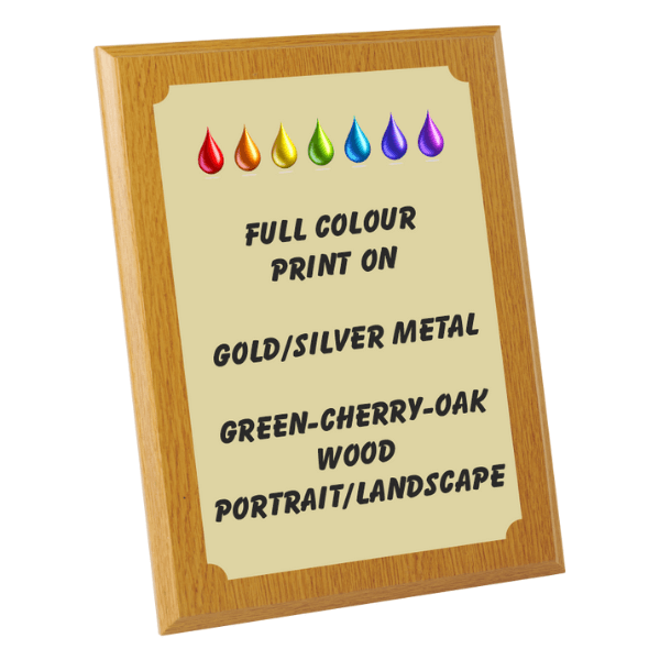 7.5cm Printed Plaque in Wood