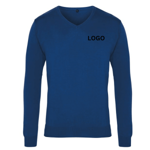 V-Neck Knitted Sweater Cotton Rich