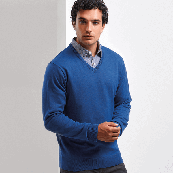 V-Neck Knitted Sweater Cotton Rich - Image 2