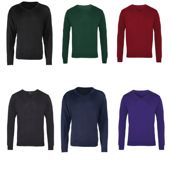 V-Neck Knitted Sweater Cotton Rich - Image 3