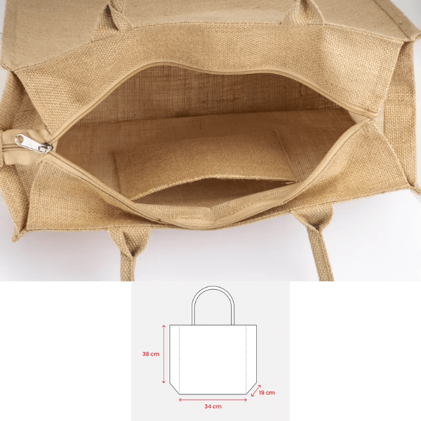 Fano Jute Bag with Cotton Handles - Image 3
