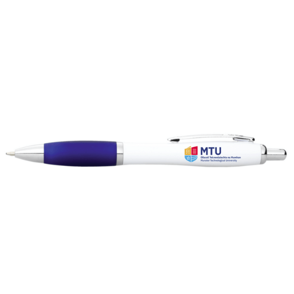 Nash ballpoint Pen with white Barrel and Coloured Grip (Black Ink)