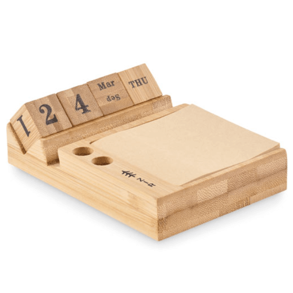 Bootop Bamboo Desktop Calendar with Phone Holder
