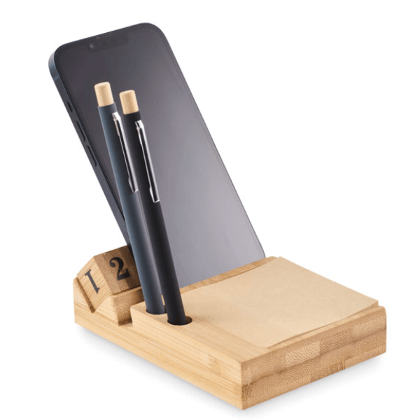 Bootop Bamboo Desktop Calendar with Phone Holder - Image 2