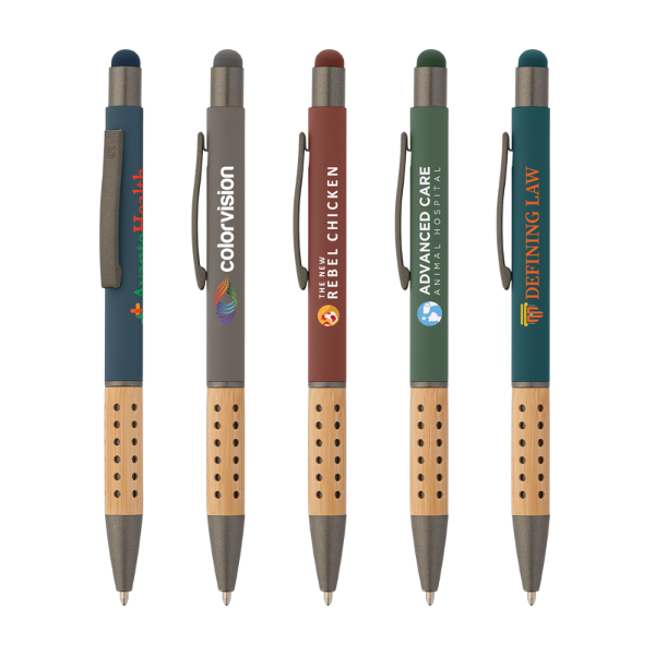 Bowie Bamboo Grip Pen w/Stylus - Image 2